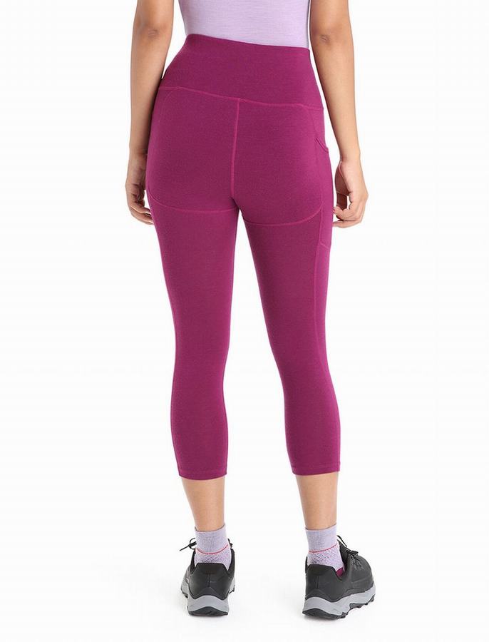 Mallas Icebreaker Merino Fastray High Rise 3/4 Tights Mujer Morados Oscuro | WOD764EM