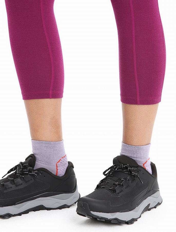 Mallas Icebreaker Merino Fastray High Rise 3/4 Tights Mujer Morados Oscuro | WOD764EM