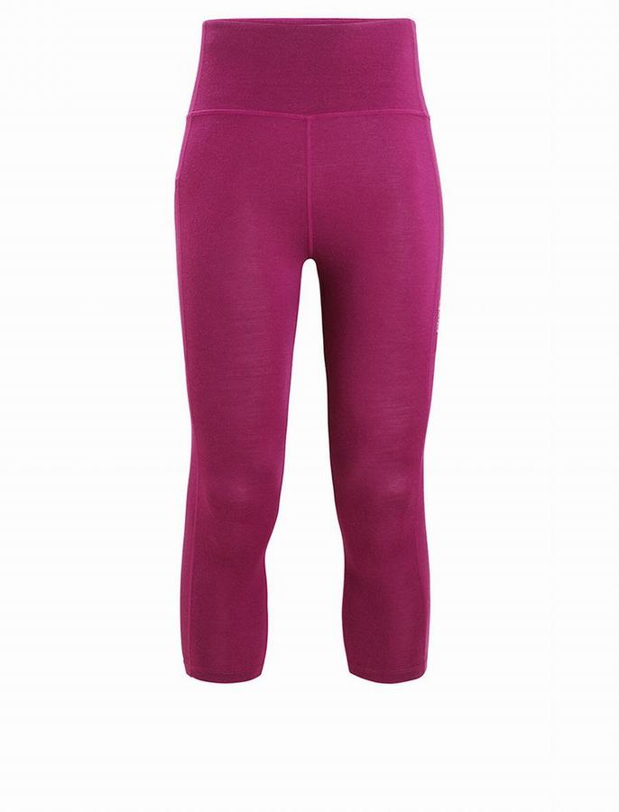 Mallas Icebreaker Merino Fastray High Rise 3/4 Tights Mujer Morados Oscuro | WOD764EM