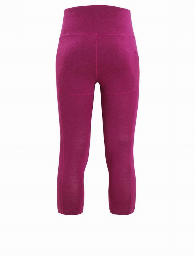 Mallas Icebreaker Merino Fastray High Rise 3/4 Tights Mujer Morados Oscuro | WOD764EM