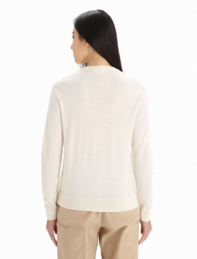 Prendas de Punto Icebreaker Merino Wilcox Long Sleeve Mujer Creme | HYL8973OB