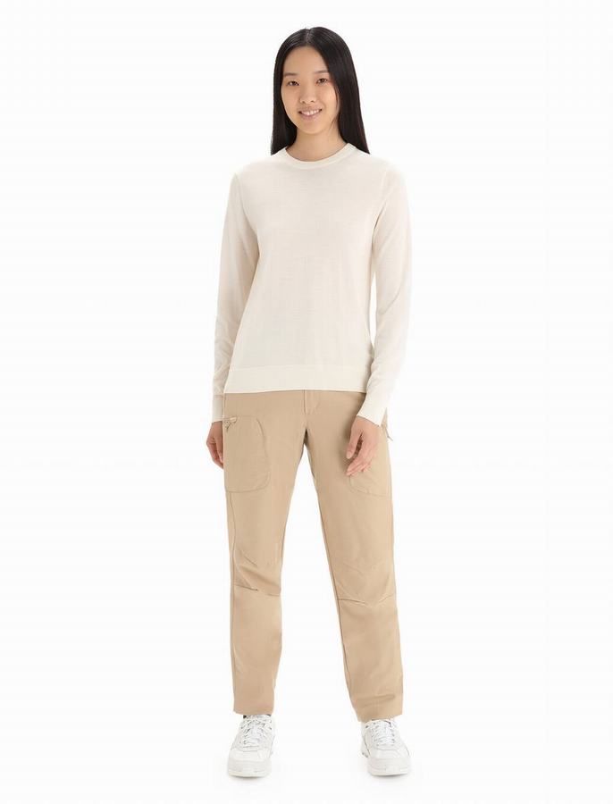 Prendas de Punto Icebreaker Merino Wilcox Long Sleeve Mujer Creme | HYL8973OB