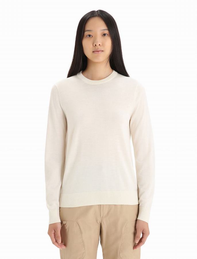 Prendas de Punto Icebreaker Merino Wilcox Long Sleeve Mujer Creme | HYL8973OB