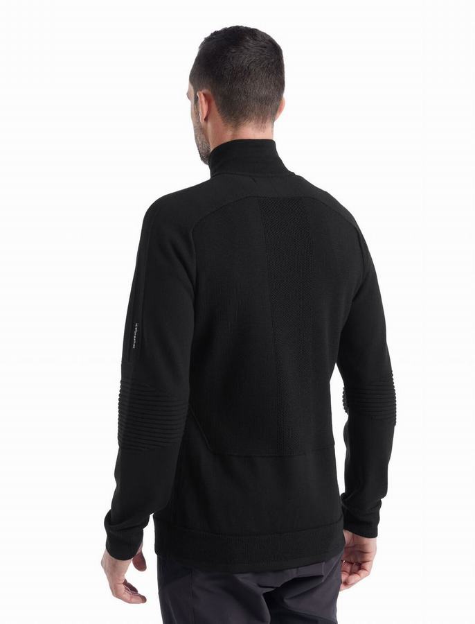 Prendas de Punto Icebreaker ZoneKnit™ Merino Long Sleeve Half Zip Hombre Negros | LTH6523ZK