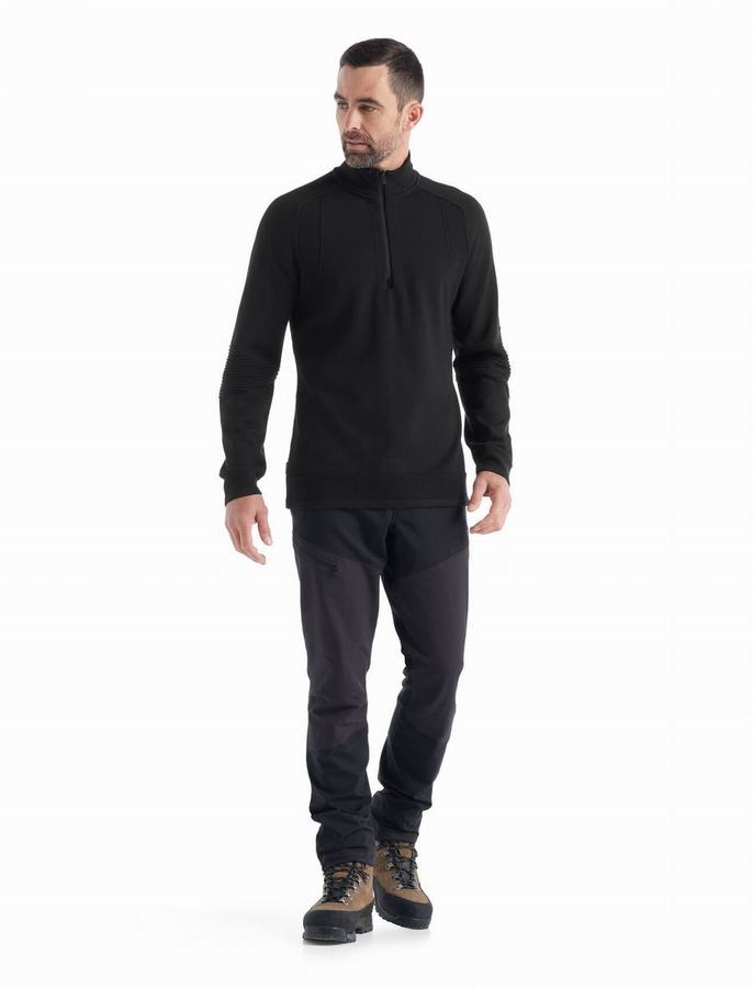 Prendas de Punto Icebreaker ZoneKnit™ Merino Long Sleeve Half Zip Hombre Negros | LTH6523ZK