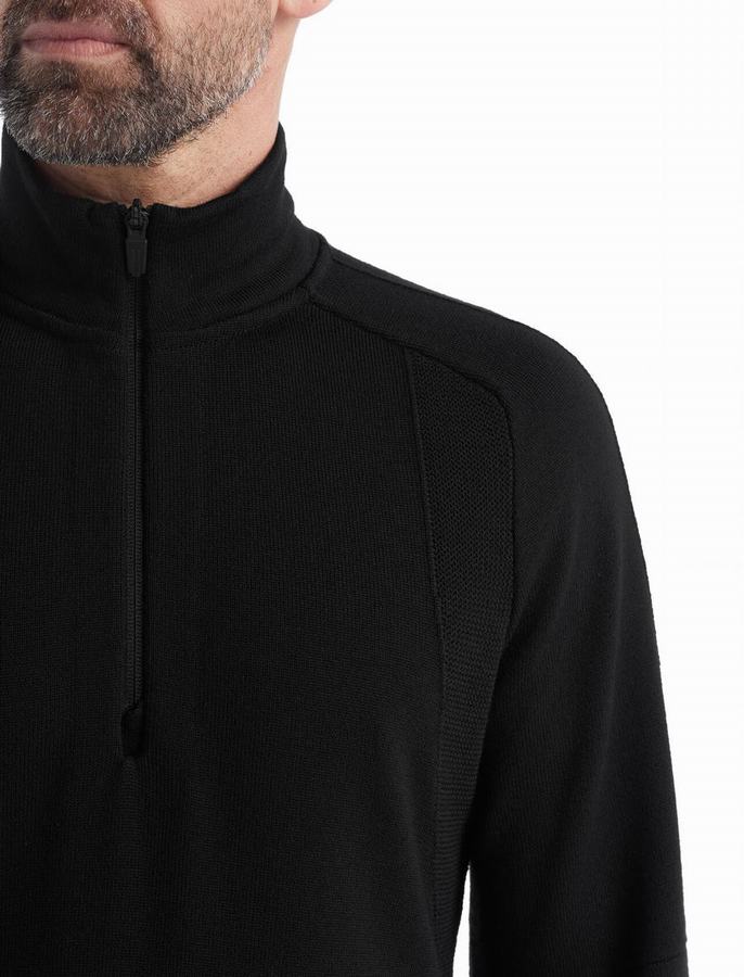 Prendas de Punto Icebreaker ZoneKnit™ Merino Long Sleeve Half Zip Hombre Negros | LTH6523ZK