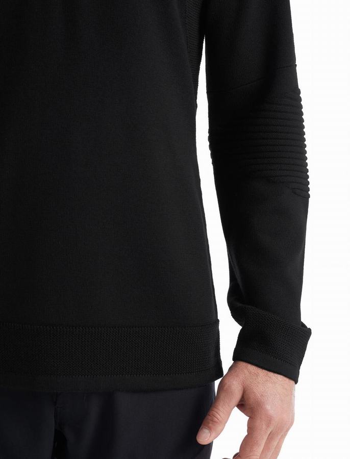 Prendas de Punto Icebreaker ZoneKnit™ Merino Long Sleeve Half Zip Hombre Negros | LTH6523ZK