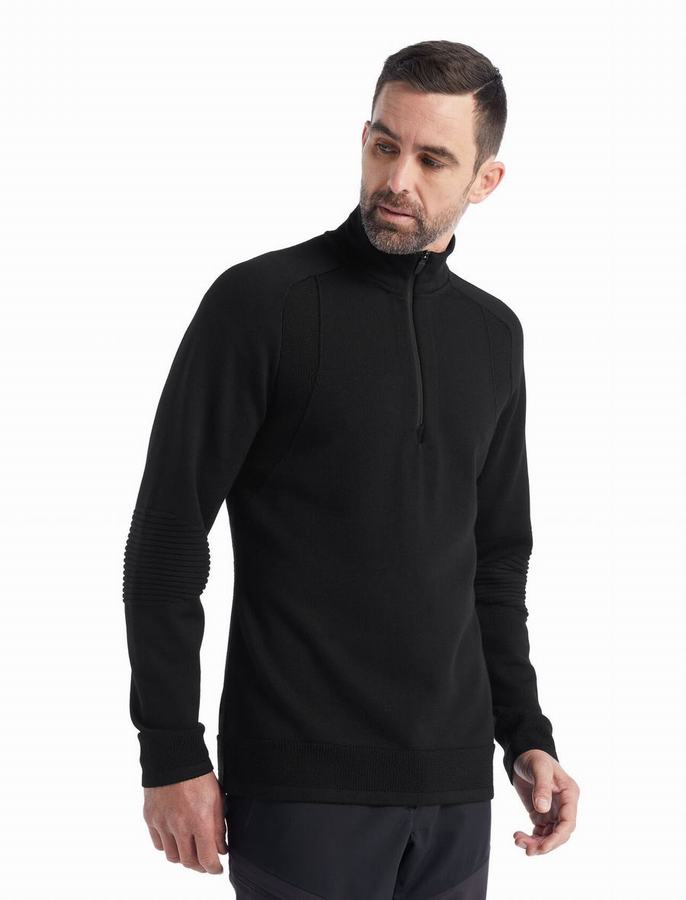 Prendas de Punto Icebreaker ZoneKnit™ Merino Long Sleeve Half Zip Hombre Negros | LTH6523ZK