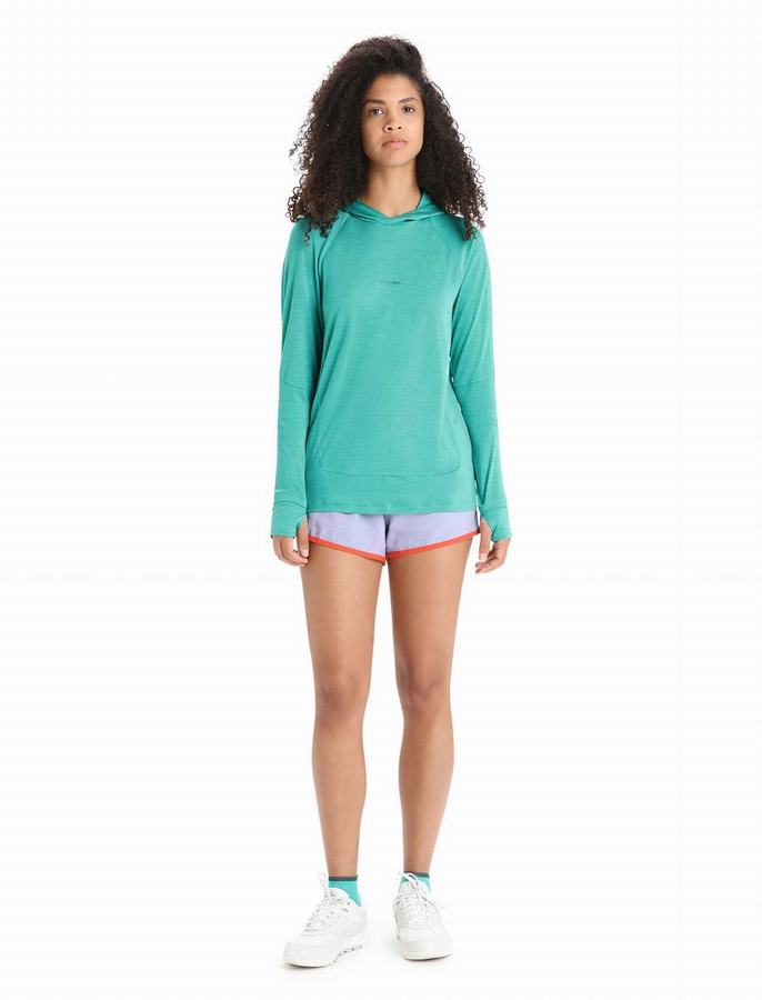 Sudadera Con Capucha Icebreaker Cool-Lite™ Merino Long Sleeve Mujer Verdes Claro | ERE3549QR