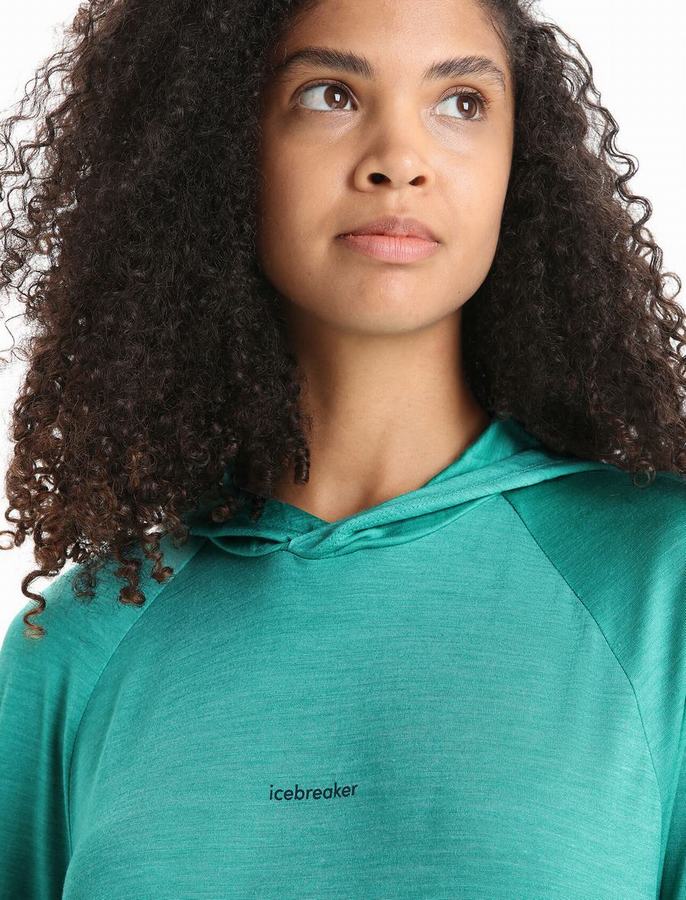 Sudadera Con Capucha Icebreaker Cool-Lite™ Merino Long Sleeve Mujer Verdes Claro | ERE3549QR