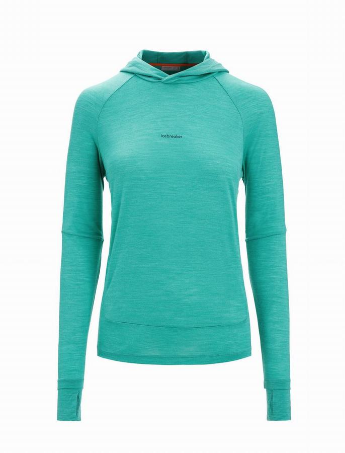 Sudadera Con Capucha Icebreaker Cool-Lite™ Merino Long Sleeve Mujer Verdes Claro | ERE3549QR