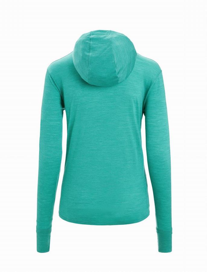 Sudadera Con Capucha Icebreaker Cool-Lite™ Merino Long Sleeve Mujer Verdes Claro | ERE3549QR