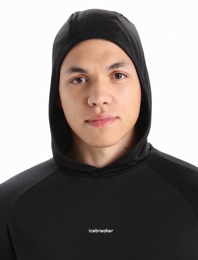 Sudadera Con Capucha Icebreaker Cool-Lite™ Merino Long Sleeve Hombre Negros | GOF2297EN