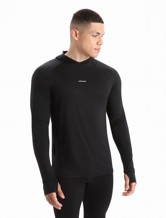 Sudadera Con Capucha Icebreaker Cool-Lite™ Merino Long Sleeve Hombre Negros | GOF2297EN