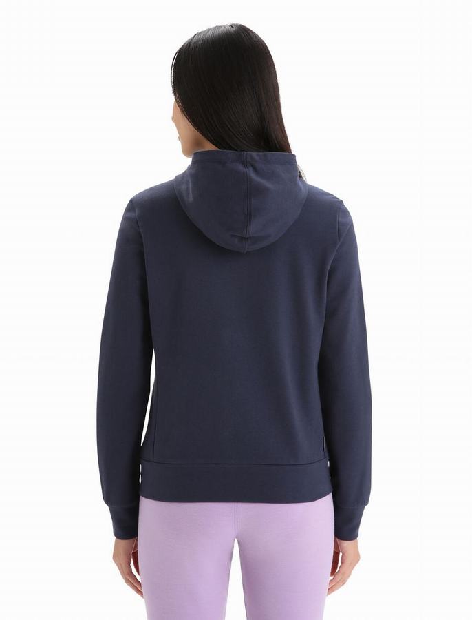 Sudadera Con Capucha Icebreaker Merino Central Classic Long Sleeve Zip Mujer Azul Marino | JCZ1941TD