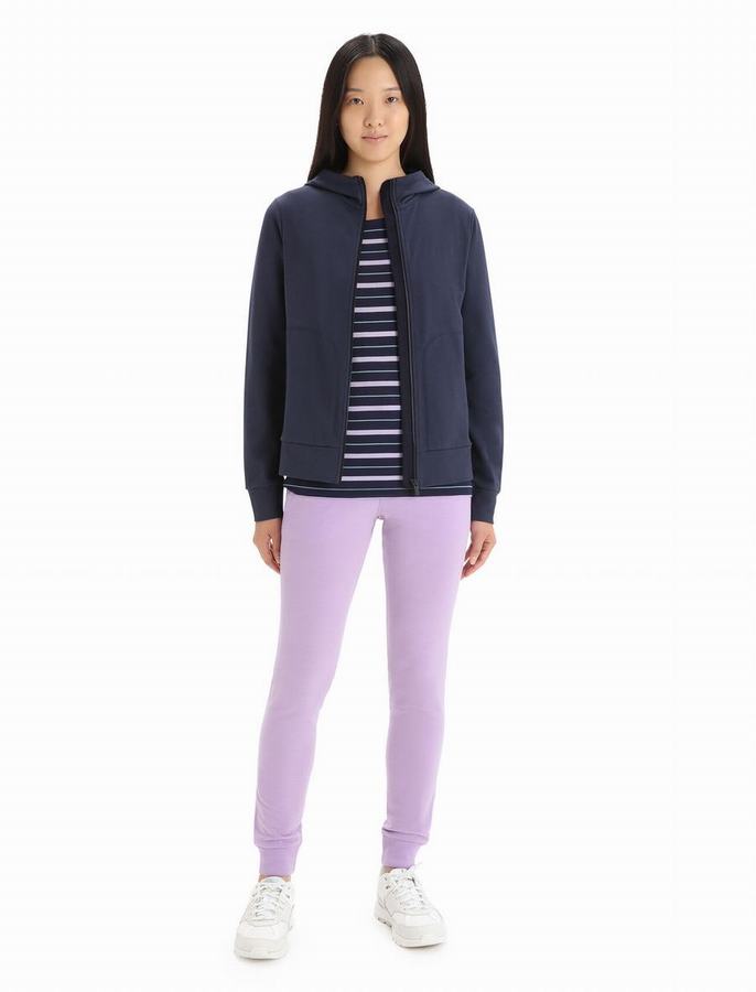 Sudadera Con Capucha Icebreaker Merino Central Classic Long Sleeve Zip Mujer Azul Marino | JCZ1941TD