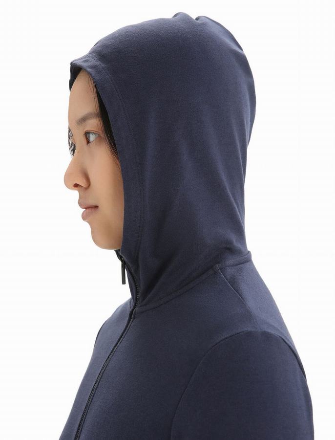 Sudadera Con Capucha Icebreaker Merino Central Classic Long Sleeve Zip Mujer Azul Marino | JCZ1941TD