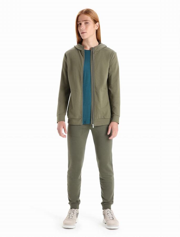 Sudadera Con Capucha Icebreaker Merino Central Classic Long Sleeve Zip Hombre Verde Oliva | OOX9940WU