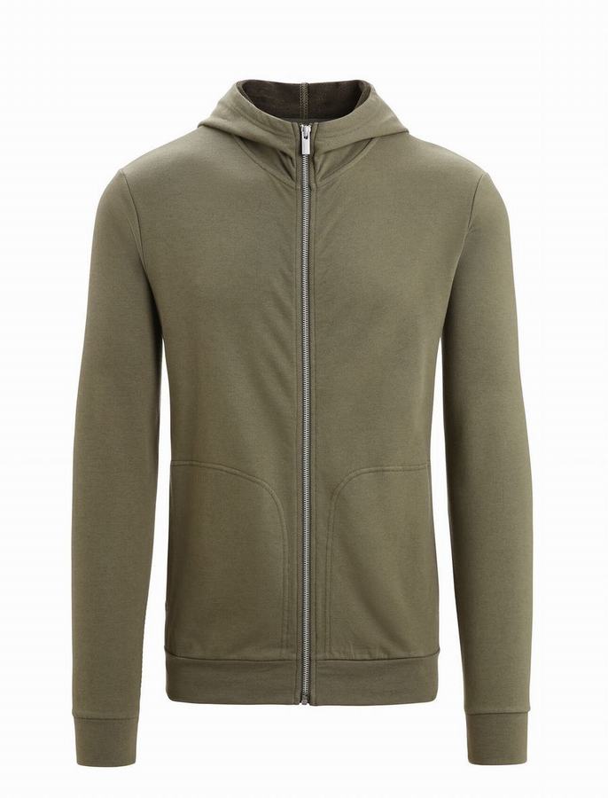 Sudadera Con Capucha Icebreaker Merino Central Classic Long Sleeve Zip Hombre Verde Oliva | OOX9940WU