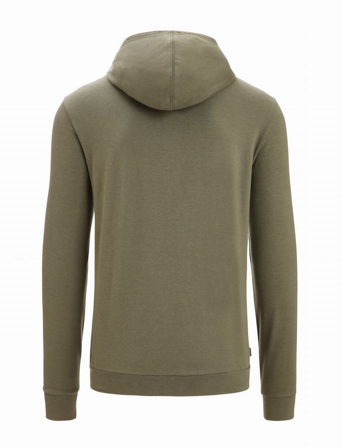 Sudadera Con Capucha Icebreaker Merino Central Classic Long Sleeve Zip Hombre Verde Oliva | OOX9940WU