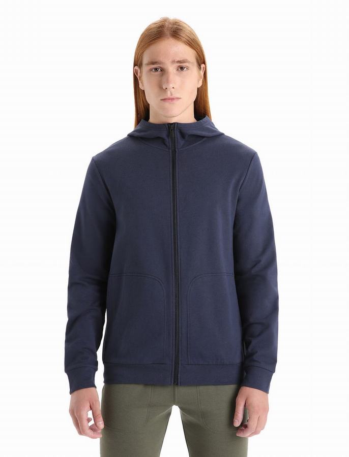 Sudadera Con Capucha Icebreaker Merino Central Classic Long Sleeve Zip Hombre Azul Marino | XBY4040XK