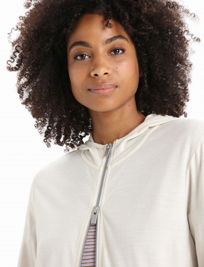 Sudadera Con Capucha Icebreaker Merino Granary Long Sleeve Zip Mujer Creme | CKD8363BS