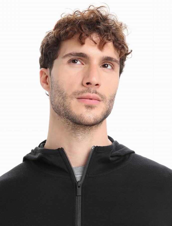 Sudadera Con Capucha Icebreaker Merino Granary Long Sleeve Zip Hombre Negros | KST829MT