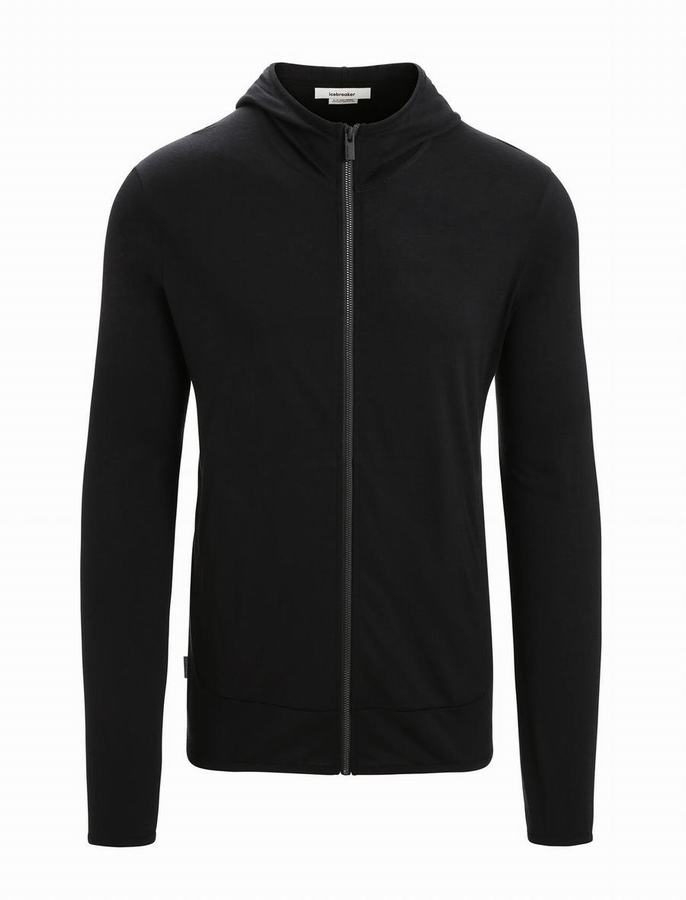 Sudadera Con Capucha Icebreaker Merino Granary Long Sleeve Zip Hombre Negros | KST829MT