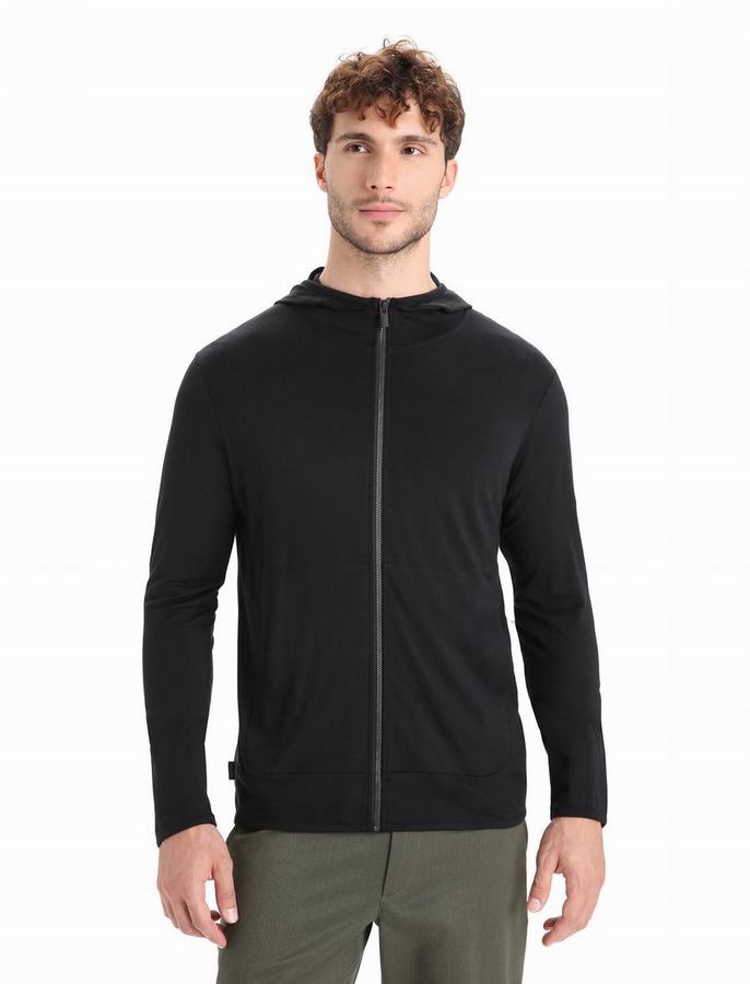 Sudadera Con Capucha Icebreaker Merino Granary Long Sleeve Zip Hombre Negros | KST829MT