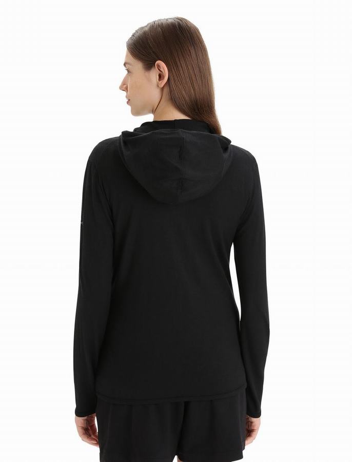 Sudadera Con Capucha Icebreaker Merino Granary Long Sleeve Zip Mujer Negros | SJX7269CS