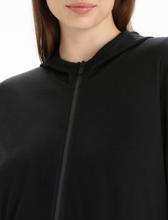 Sudadera Con Capucha Icebreaker Merino Granary Long Sleeve Zip Mujer Negros | SJX7269CS