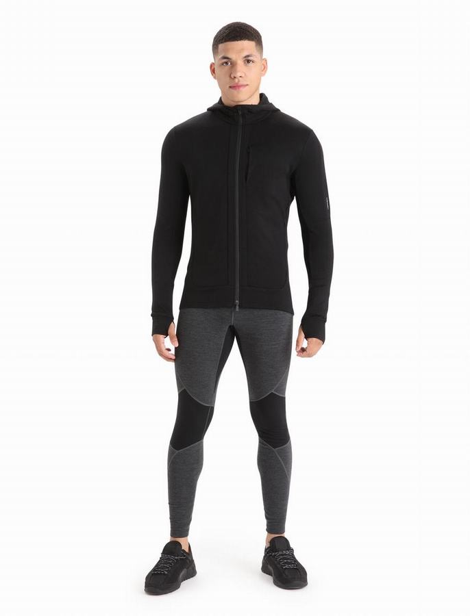 Sudadera Con Capucha Icebreaker Merino Quantum III Long Sleeve Zip Hombre Negros | DQT3950CB