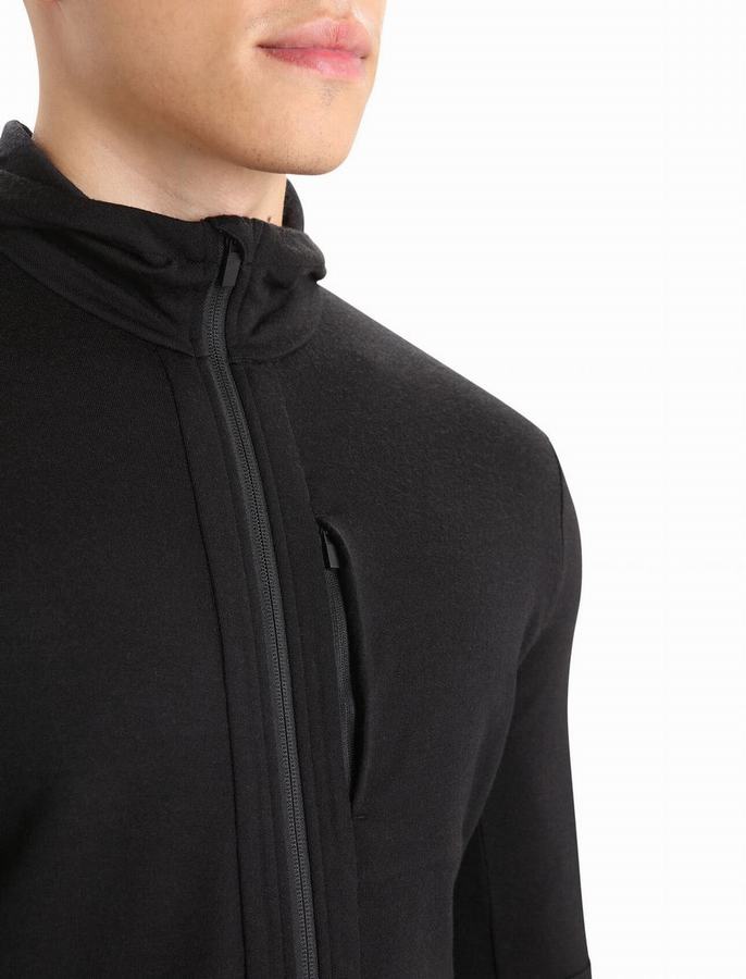 Sudadera Con Capucha Icebreaker Merino Quantum III Long Sleeve Zip Hombre Negros | DQT3950CB