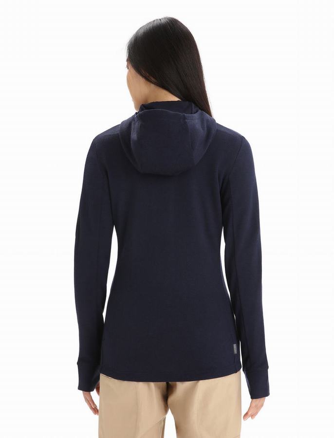 Sudadera Con Capucha Icebreaker Merino Quantum III Long Sleeve Zip Mujer Azul Marino | DZN3165YS