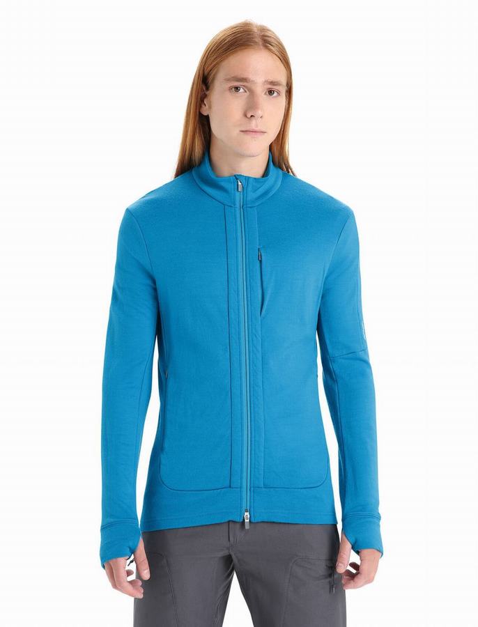 Sudadera Con Capucha Icebreaker Merino Quantum III Long Sleeve Zip Hombre Azules | GGF8621XX