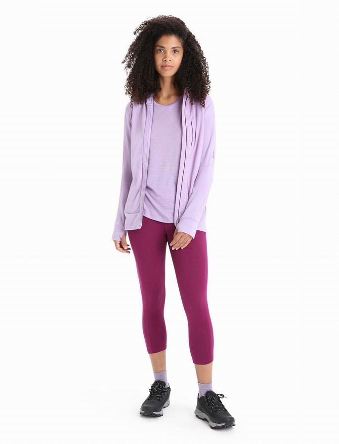 Sudadera Con Capucha Icebreaker Merino Quantum III Long Sleeve Zip Mujer Morados Claro | HGF1866UQ