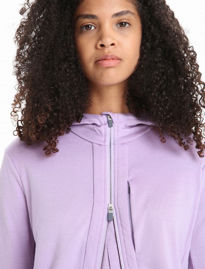 Sudadera Con Capucha Icebreaker Merino Quantum III Long Sleeve Zip Mujer Morados Claro | HGF1866UQ