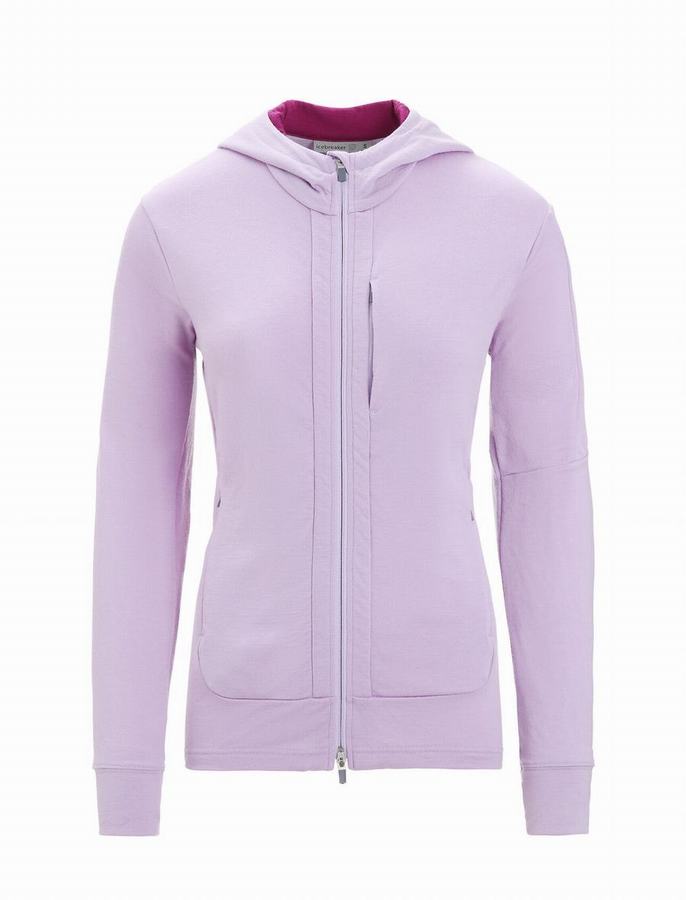 Sudadera Con Capucha Icebreaker Merino Quantum III Long Sleeve Zip Mujer Morados Claro | HGF1866UQ