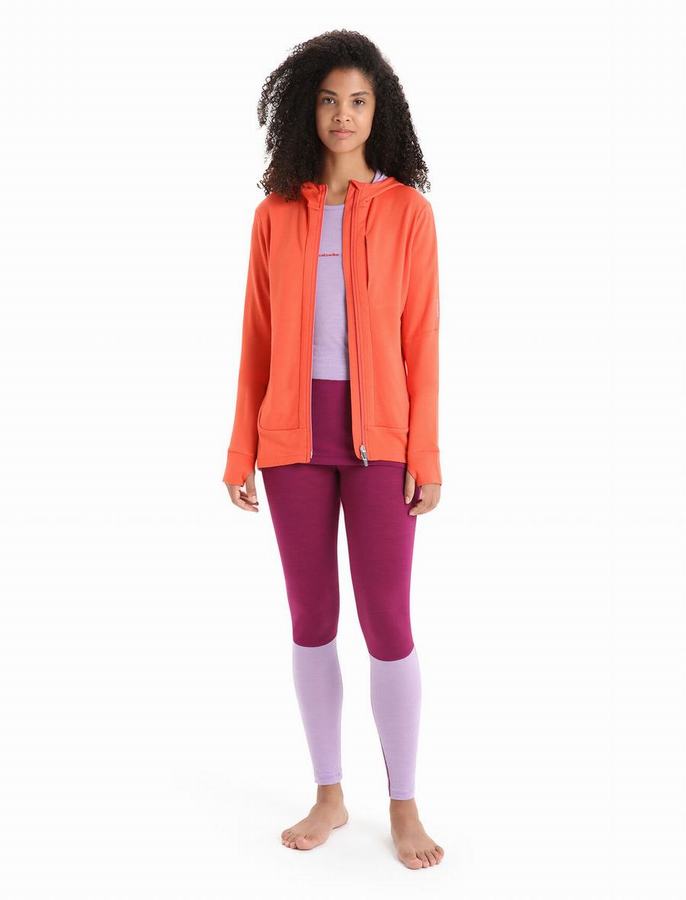 Sudadera Con Capucha Icebreaker Merino Quantum III Long Sleeve Zip Mujer Naranjas | JPD925IF