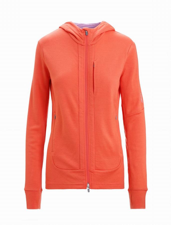 Sudadera Con Capucha Icebreaker Merino Quantum III Long Sleeve Zip Mujer Naranjas | JPD925IF