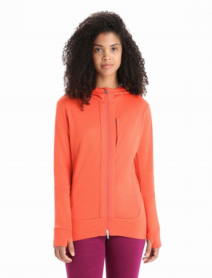 Sudadera Con Capucha Icebreaker Merino Quantum III Long Sleeve Zip Mujer Naranjas | JPD925IF