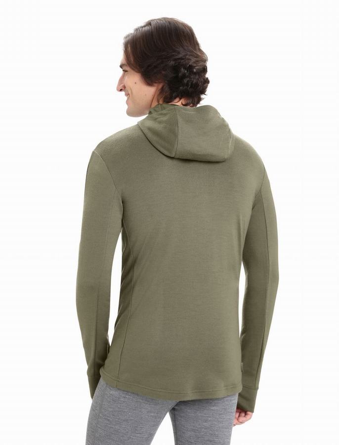 Sudadera Con Capucha Icebreaker Merino Quantum III Long Sleeve Zip Hombre Verde Oliva | JRY486PJ