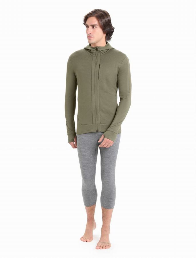 Sudadera Con Capucha Icebreaker Merino Quantum III Long Sleeve Zip Hombre Verde Oliva | JRY486PJ