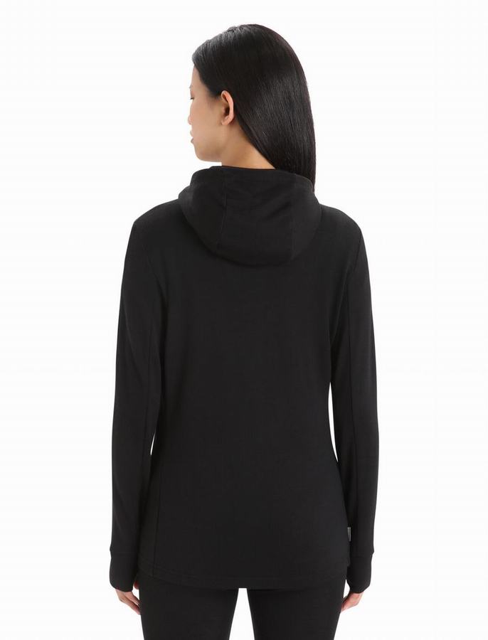 Sudadera Con Capucha Icebreaker Merino Quantum III Long Sleeve Zip Mujer Negros | QXT16100GN