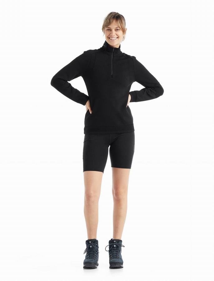 Sudadera Con Capucha Icebreaker ZoneKnit™ Merino Long Sleeve Half Zip Mujer Negros | DVY8289VK