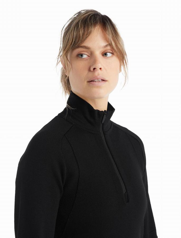 Sudadera Con Capucha Icebreaker ZoneKnit™ Merino Long Sleeve Half Zip Mujer Negros | DVY8289VK