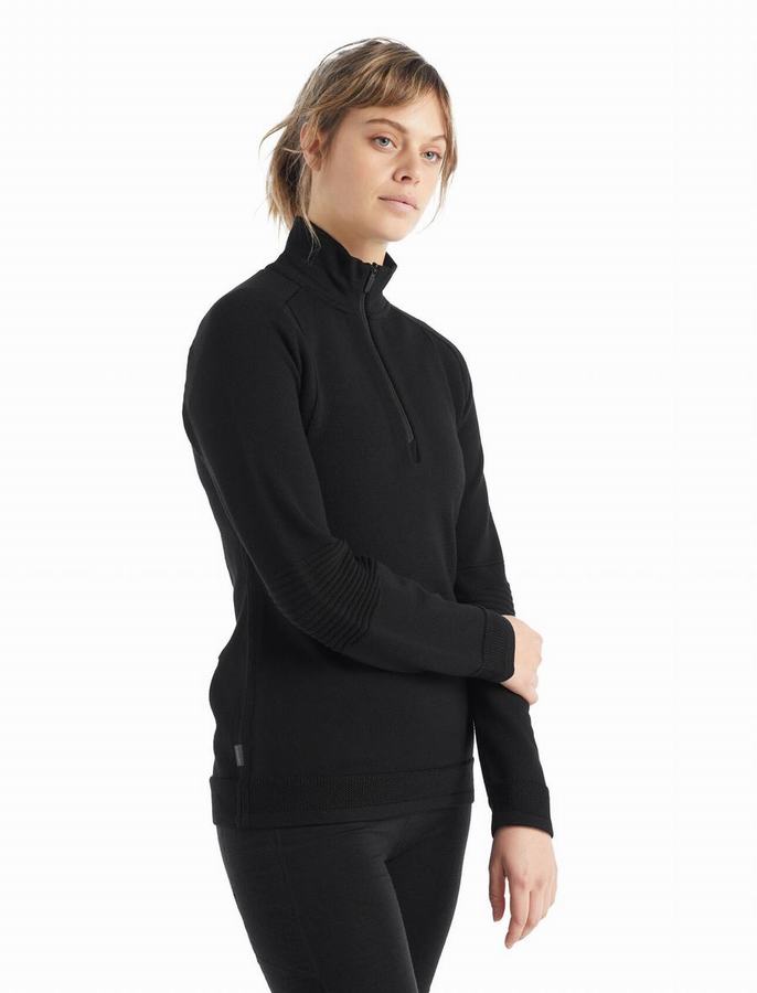 Sudadera Con Capucha Icebreaker ZoneKnit™ Merino Long Sleeve Half Zip Mujer Negros | DVY8289VK