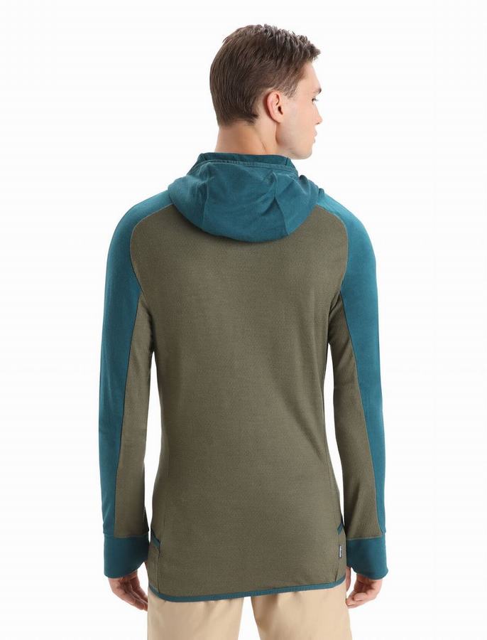 Sudadera Con Capucha Icebreaker ZoneKnit™ Merino Long Sleeve Zip Hombre Verdes Verde Oliva | EZE8137UV