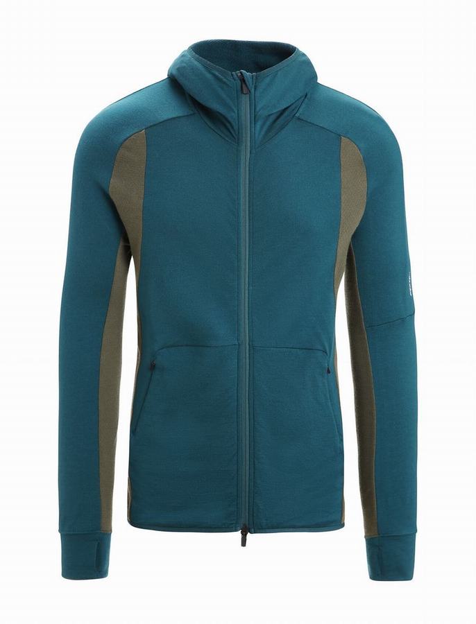 Sudadera Con Capucha Icebreaker ZoneKnit™ Merino Long Sleeve Zip Hombre Verdes Verde Oliva | EZE8137UV