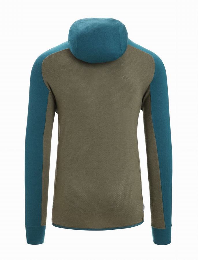 Sudadera Con Capucha Icebreaker ZoneKnit™ Merino Long Sleeve Zip Hombre Verdes Verde Oliva | EZE8137UV